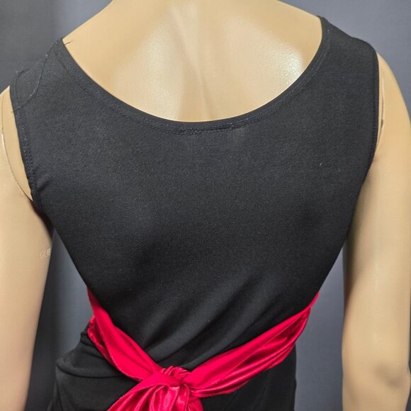 Vintage 90s Y2K Babydoll Top Size m Black Red Tie Back V Neck Whimsigoth - Picture 9 of 10
